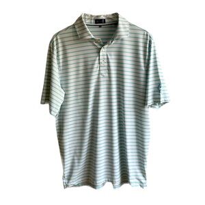Stitch Golf Polo Shirt Size M L Aqua Blue White Stripe Walnut Creek Country Club